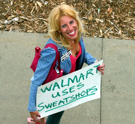 anti-Walmart woman protester