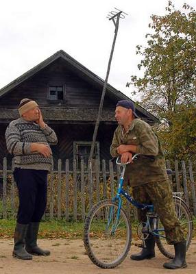 men in russian village