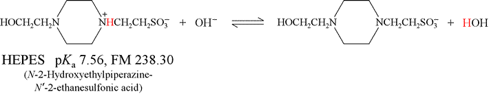 HEPES acid reaction with hydroxide