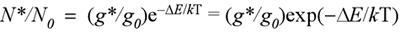 Boltzmann distribution equation - raio of excited state to ground state species