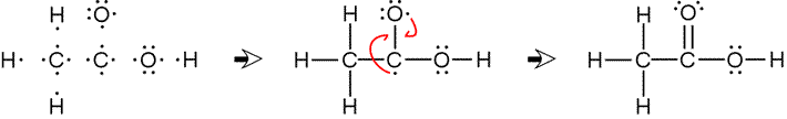 Drawing the Lewis structure for acetic acid H3C-CO-OH