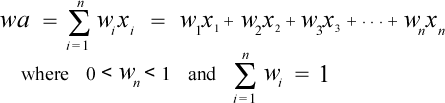 The general formula for calculation of a weighted average