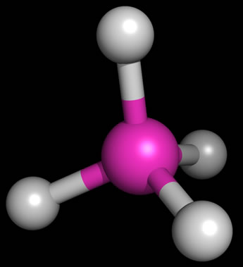 Methane - a tetrahedral molecular geometry